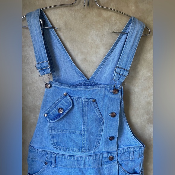 Bonjour Vintage Light Wash Denim Skirt Shorts Skort Overalls Two-tone Buttons 9 - Picture 6 of 9